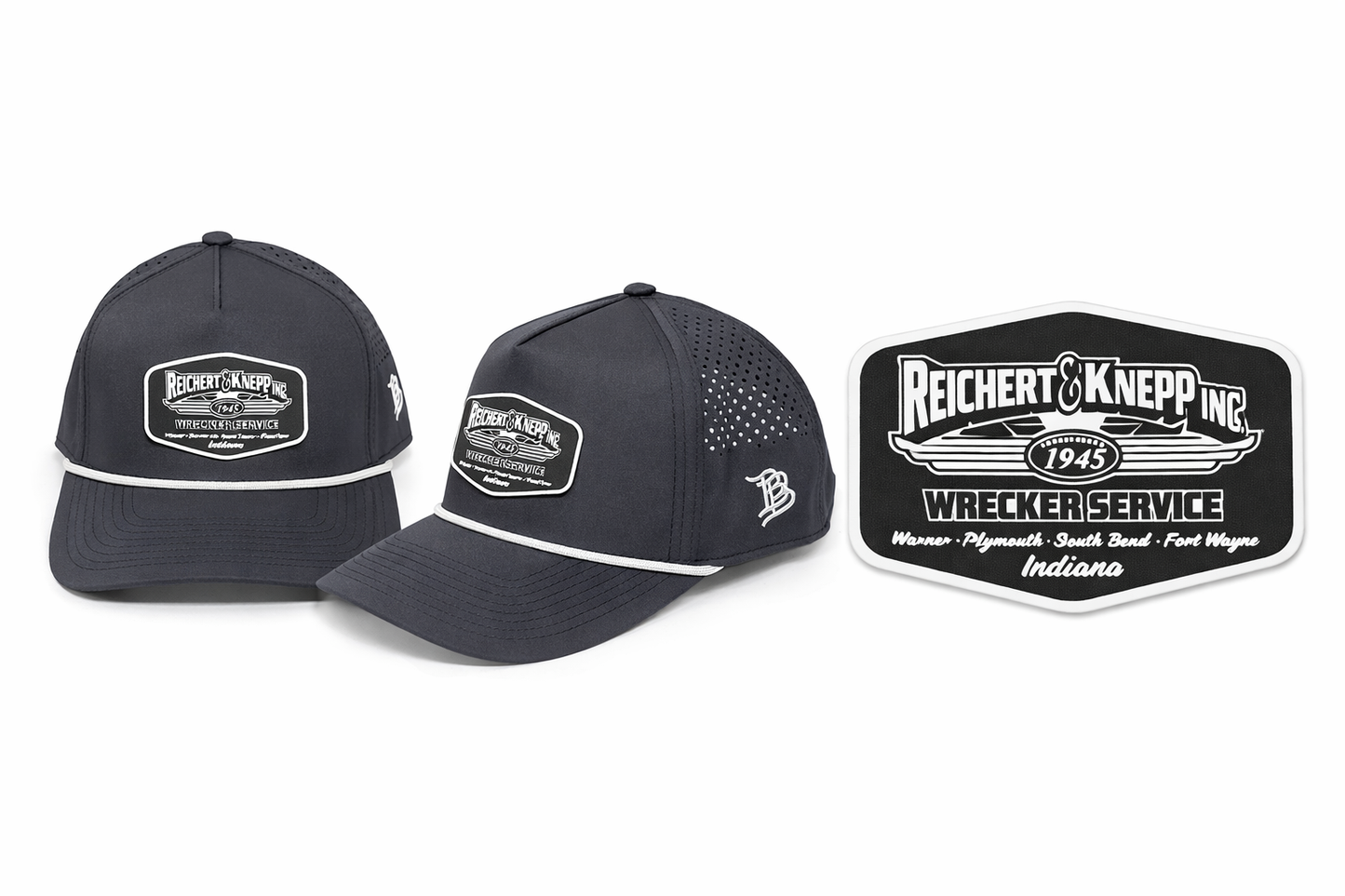 Branded Bills Black Performance hat. Black & White emblem